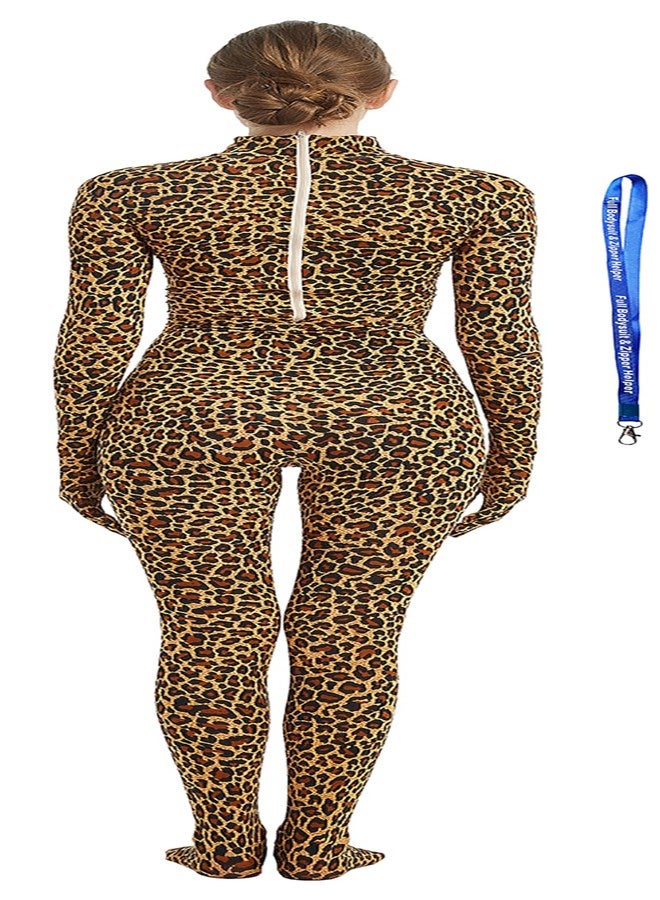 Full Bodysuit With Zipper Helper Womens Costume Without Hood Spandex Stretch Zentai Unitard Body Suit (Small, Leopard) - Image 2